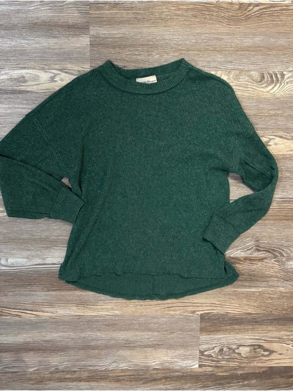 Women's Zenana Green Ribbed Knit Long Sleeve Top - S/M